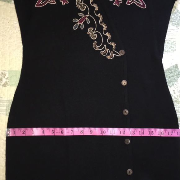 M Long Black Dress Cap-Sleeve,Intricate Beading and Appliqué by Carole Little - Picture 8 of 14